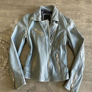 Blue leather jacket